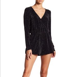 Socialite Surplice Long Sleeve Sparkle Romper